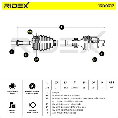 Półoś Napędowa RIDEX 13D0317 13D0317 - foto 7