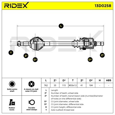 Półoś Napędowa RIDEX 13D0258 13D0258 - foto 7