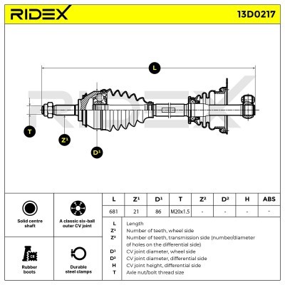 Półoś Napędowa RIDEX 13D0217 13D0217 - foto 4