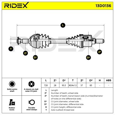 Półoś Napędowa RIDEX 13D0136 13D0136 - foto 5