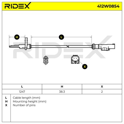 Czujnik ABS RIDEX 412W0854 412W0854 - foto 6