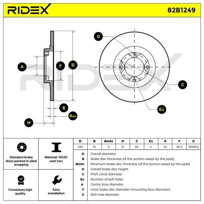 Tarcza hamulcowa RIDEX 82B1249 82B1249 - foto 6