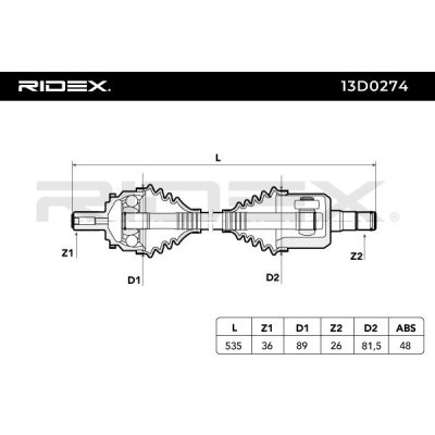 Półoś Napędowa RIDEX 13D0274 13D0274 - foto 7