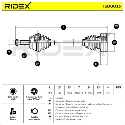 Półoś Napędowa RIDEX 13D0033 13D0033 - foto 5