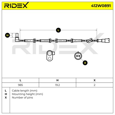 Czujnik ABS RIDEX 412W0891 412W0891 - foto 6