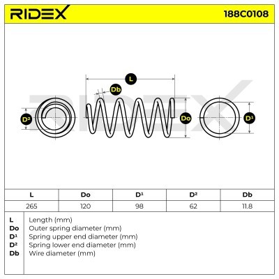 Sprężyna Zawieszenia RIDEX 188C0108 188C0108 - foto 5