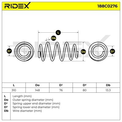 Sprężyna Zawieszenia RIDEX 188C0276 188C0276 - foto 5
