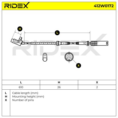 Czujnik ABS RIDEX 412W0172 412W0172 - foto 6