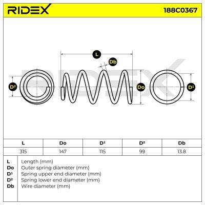 Sprężyna Zawieszenia RIDEX 188C0367 188C0367 - foto 4