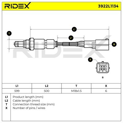 Sonda Lambda RIDEX 3922L1134 3922L1134 - foto 6