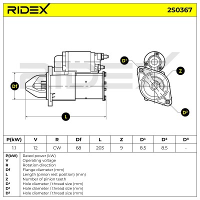 Rozrusznik RIDEX 2S0367 2S0367 - foto 6