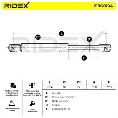 Amortyzator Pokrywy Bagażnika RIDEX 219G0104 219G0104 - foto 7