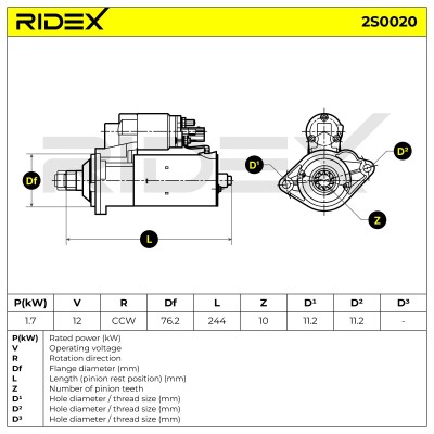 Rozrusznik RIDEX 2S0020 2S0020 - foto 7