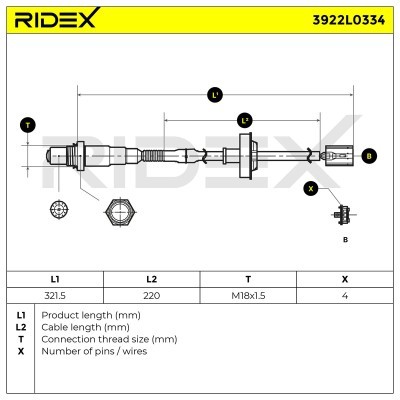 Sonda Lambda RIDEX 3922L0334 3922L0334 - foto 6