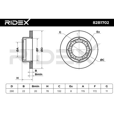Tarcza hamulcowa RIDEX 82B1702 82B1702 - foto 7