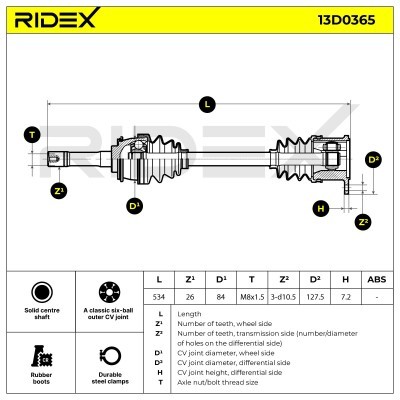 Półoś Napędowa RIDEX 13D0365 13D0365 - foto 7