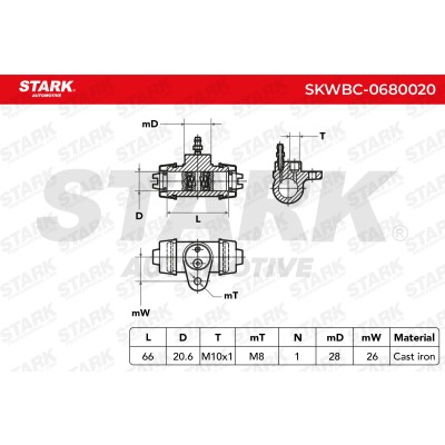 Cylinderek hamulcowy Stark SKWBC-0680020 SKWBC-0680020 - foto 5