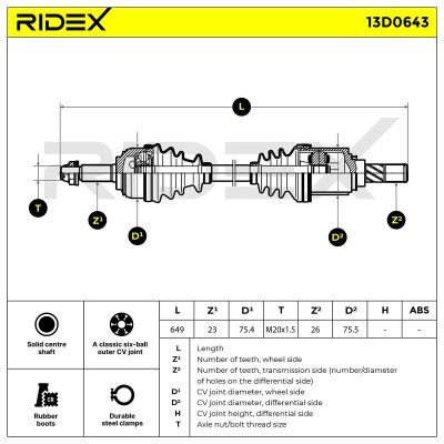 Półoś Napędowa RIDEX 13D0643 13D0643 - foto 7