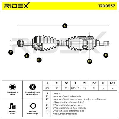 Półoś Napędowa RIDEX 13D0537 13D0537 - foto 7
