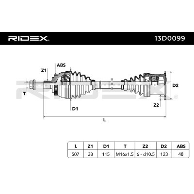 Półoś Napędowa RIDEX 13D0099 13D0099 - foto 6