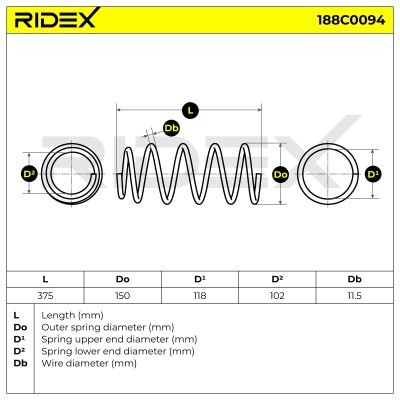 Sprężyna Zawieszenia RIDEX 188C0094 188C0094 - foto 4