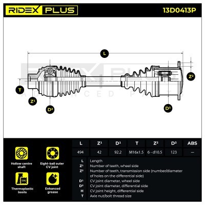 Półoś Napędowa RIDEX 13D0413P 13D0413P - foto 9
