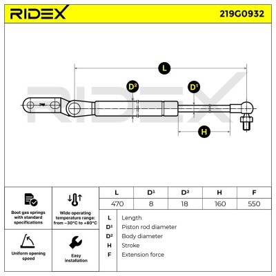 Amortyzator Pokrywy Bagażnika RIDEX 219G0932 219G0932 - foto 7
