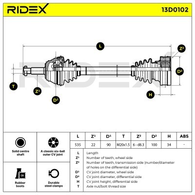 Półoś Napędowa RIDEX 13D0102 13D0102 - foto 3