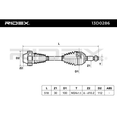Półoś Napędowa RIDEX 13D0286 13D0286 - foto 5