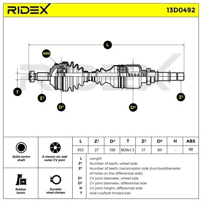 Półoś Napędowa RIDEX 13D0492 13D0492 - foto 7