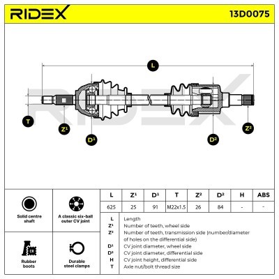 Półoś Napędowa RIDEX 13D0075 13D0075 - foto 7