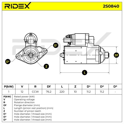 Rozrusznik RIDEX 2S0840 2S0840 - foto 7