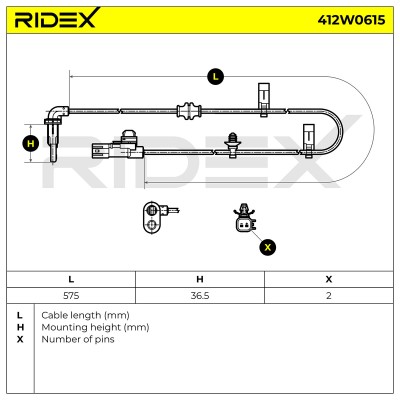 Czujnik ABS RIDEX 412W0615 412W0615 - foto 7