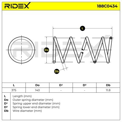 Sprężyna Zawieszenia RIDEX 188C0434 188C0434 - foto 4