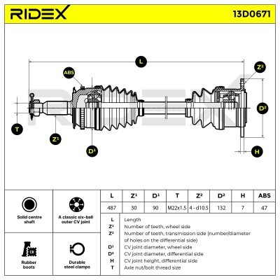 Półoś Napędowa RIDEX 13D0671 13D0671 - foto 6