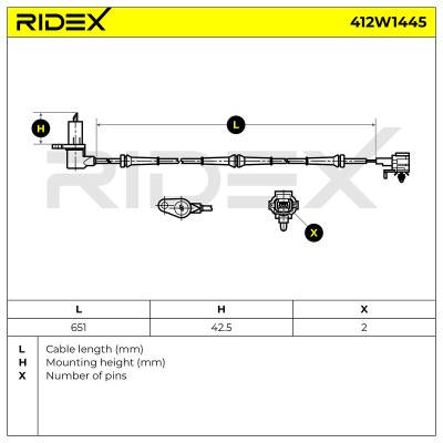 Czujnik ABS RIDEX 412W1445 412W1445 - foto 6