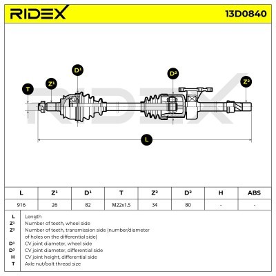 Półoś Napędowa RIDEX 13D0840 13D0840 - foto 7