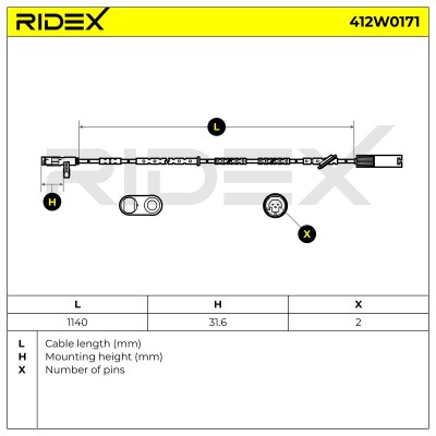 Czujnik ABS RIDEX 412W0171 412W0171 - foto 6