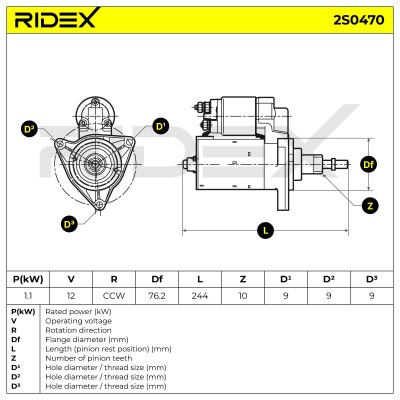 Rozrusznik RIDEX 2S0470 2S0470 - foto 6