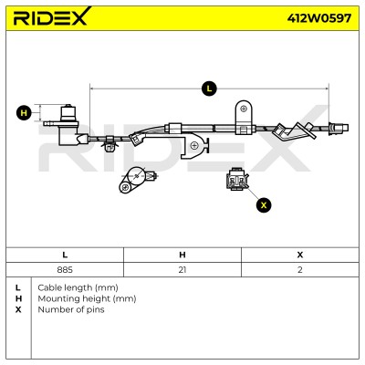 Czujnik ABS RIDEX 412W0597 412W0597 - foto 6