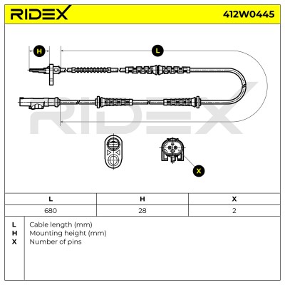 Czujnik ABS RIDEX 412W0445 412W0445 - foto 6