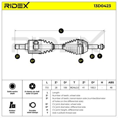 Półoś Napędowa RIDEX 13D0423 13D0423 - foto 7