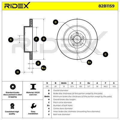 Tarcza hamulcowa RIDEX 82B1159 82B1159 - foto 6
