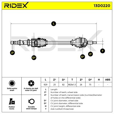 Półoś Napędowa RIDEX 13D0220 13D0220 - foto 8