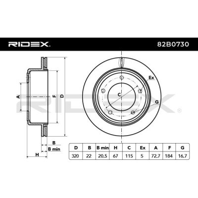 Tarcza hamulcowa RIDEX 82B0730 82B0730 - foto 5