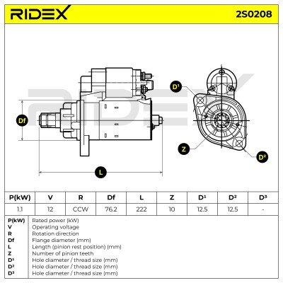 Rozrusznik RIDEX 2S0208 2S0208 - foto 6