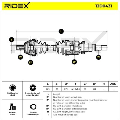 Półoś Napędowa RIDEX 13D0431 13D0431 - foto 7