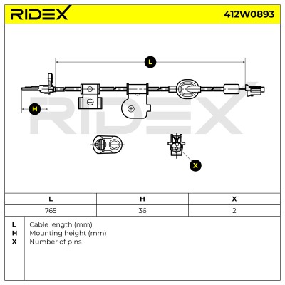 Czujnik ABS RIDEX 412W0893 412W0893 - foto 6