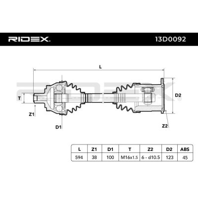 Półoś Napędowa RIDEX 13D0092 13D0092 - foto 6