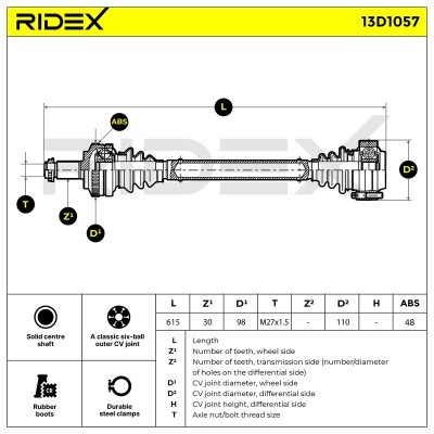 Półoś Napędowa RIDEX 13D1057 13D1057 - foto 6